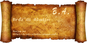 Bródi Aladin névjegykártya